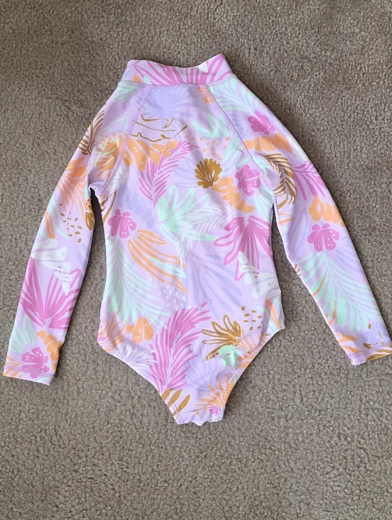 Cotton on Kids Girls Tropical Printed Long Sleeve Rashguard - Size 3 - Picture 5 of 7